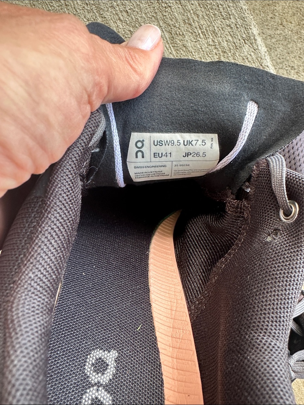 On Running Women's Athletic Shoes in Black with Pink Midsole - Picture 2 of 3